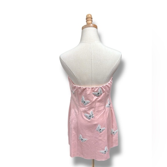 Mare Mare Strapless Ballerina Pink Butterfly Embellished Mini Dress Size Medium - Picture 4 of 12